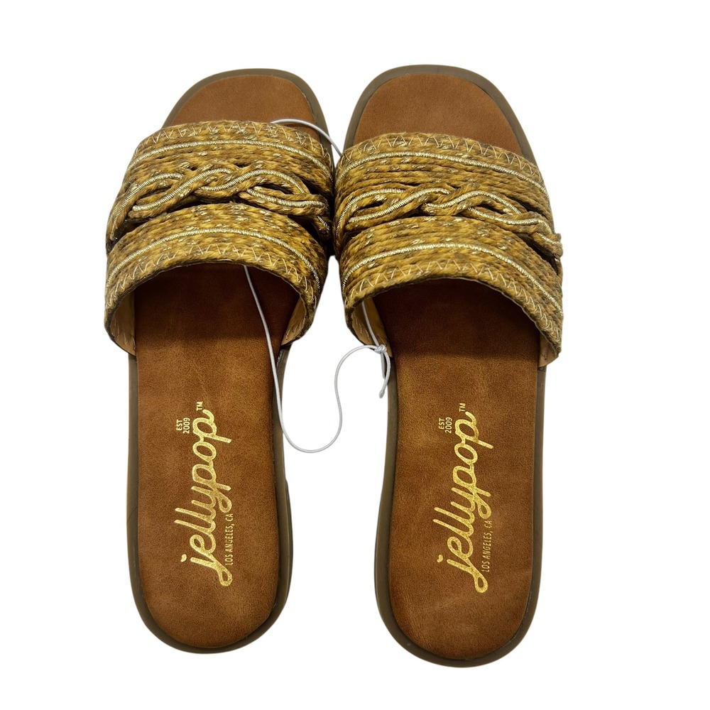 NWOT Jellypop Pucci Slide Sandals Woven Straw Upper Strap Slip On Casual‎ 6M